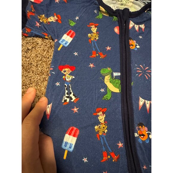 Toy Story Toddler Romper 2T Wild Ren 4th of July Blue Bamboo Short Sleeve Zipper - Picture 4 of 7
